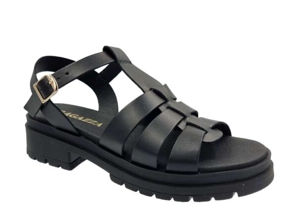 Ragazza 0544 Μαύρα Δερμάτινα Πέδιλα